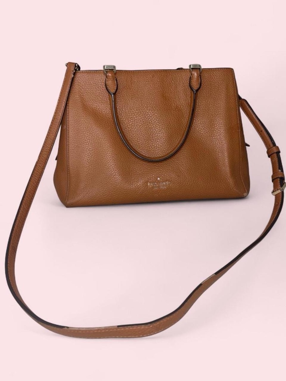 kate spade Pebbled Leather Crossbody Satchel - Brown